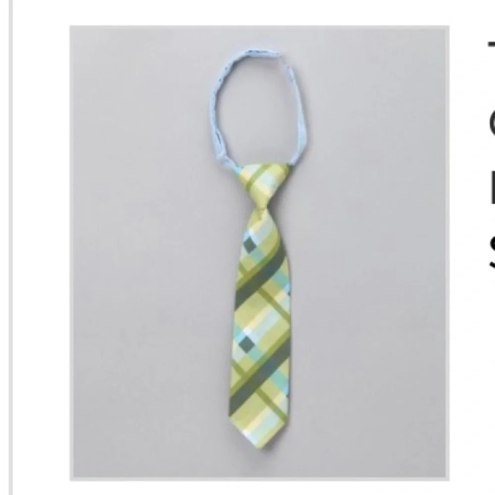 Trendy Ties Green & Blue Plaid Necktie. Size: 2T-4T
